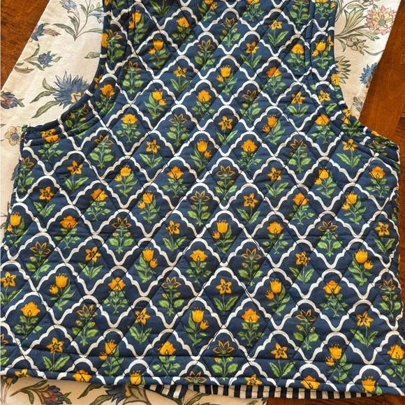 Japna Navy Floral Quilted Vest - Picture 6 of 6